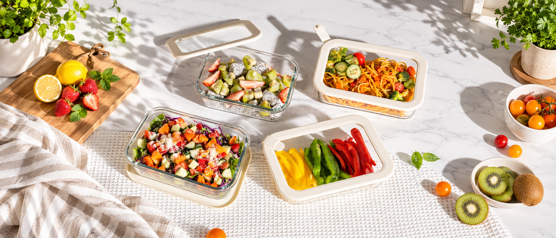 Kitchen storage and food prep essentials banner